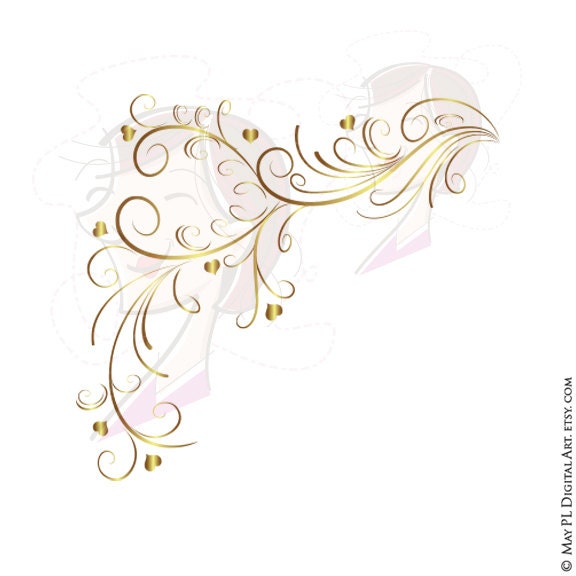 GOLD Retro Swirl Page Border Decoration Elegant Curly