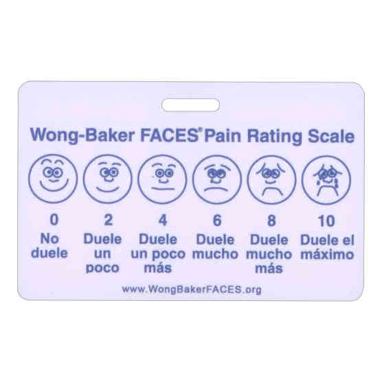 Wong Baker FACES Pain Rating Scale Horzontal W Spanish Badge