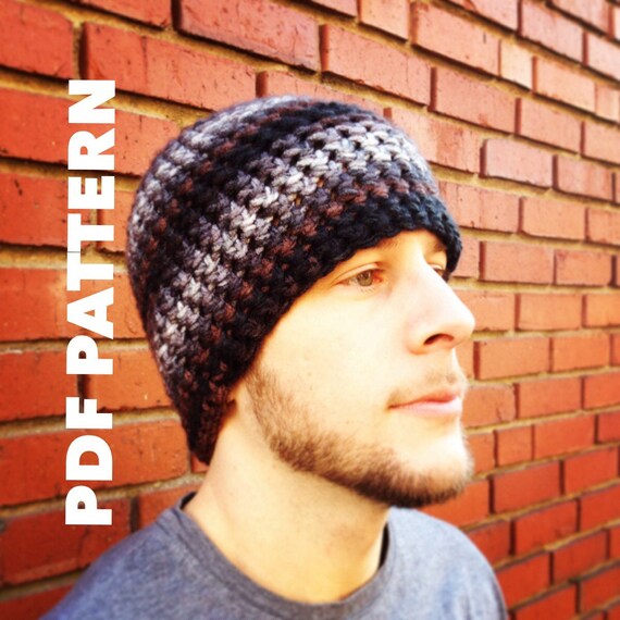 One Hour Striped Mens Beanie Crochet Pattern Bulky Mens