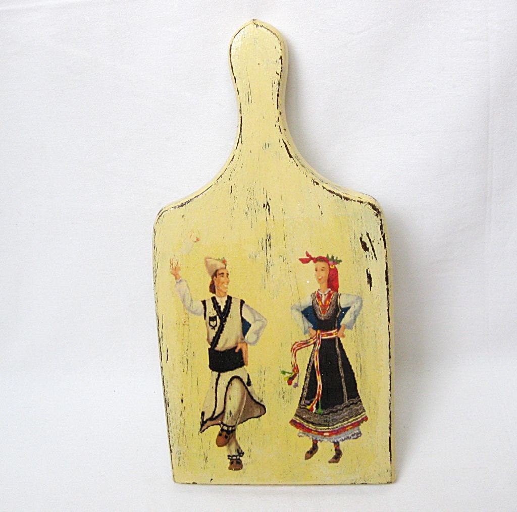 Vintage wooden cutting board Hand painted Shabby chic