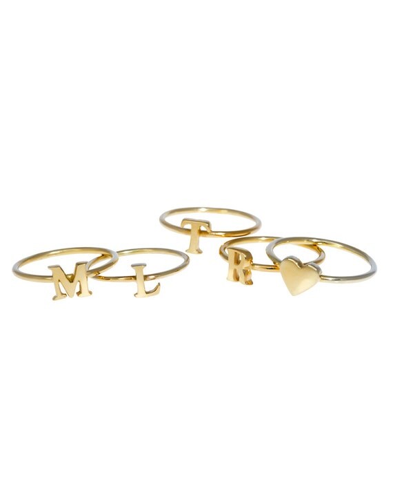 Rings For Girls Stackable Initial Rings For Women Girls, Rose Gold Seychelles Sterling Silver Initial Ring