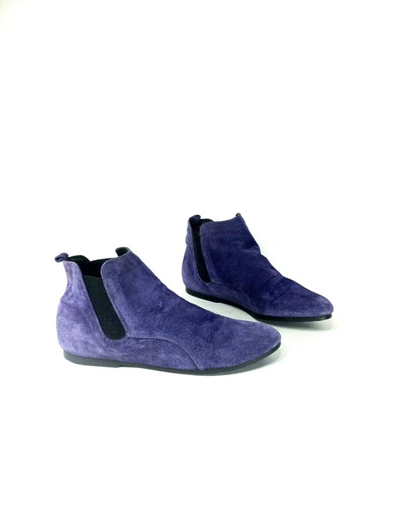 purple suede chelsea boots