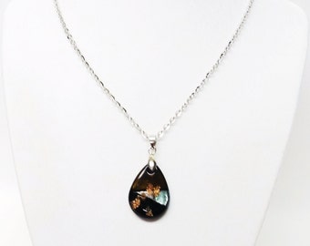 Small Fused Glass Tear Drop Pendant Necklace