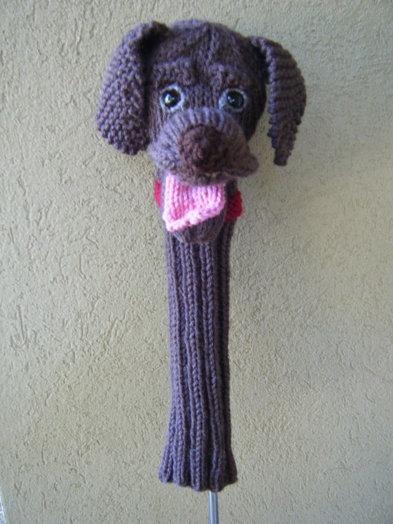 Ready to Ship Hand Knit Chocolate Lab Golf Club by karenshines