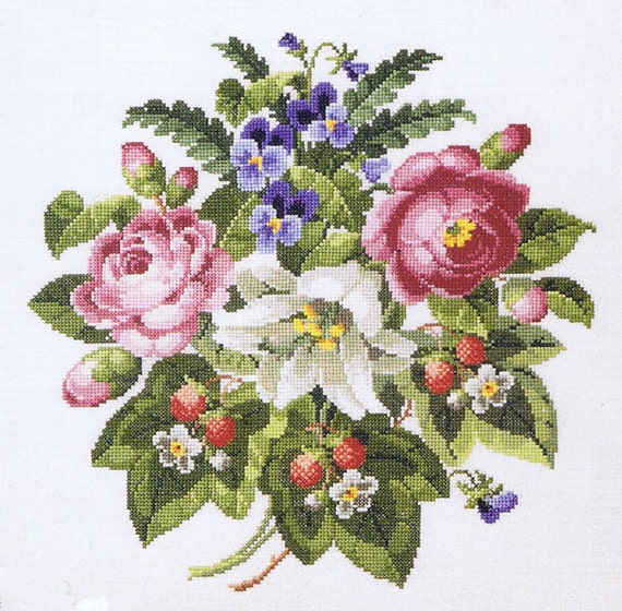 Permin of Copenhagen Cross Stitch Chart Antique Roses