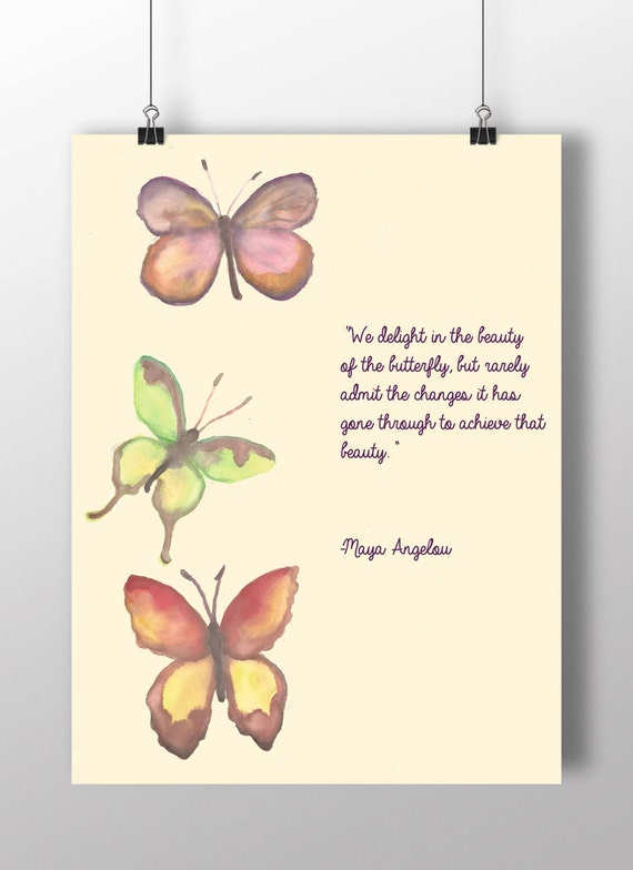 Items similar to Butterfly Quote, Maya Angelou - 8X10 ...