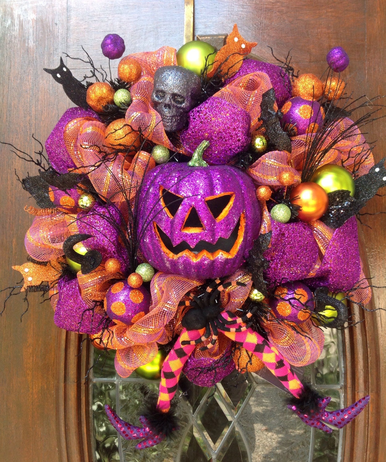 Purple Glitter Pumpkin That Lights Up Halloween by HertasWreaths