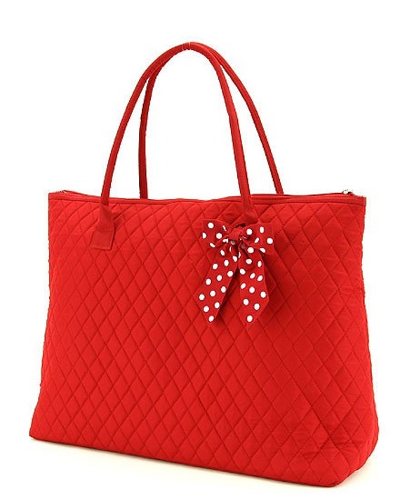 Quilted Large Tote Bag Initial or name included Red Black Brown Fushia ...