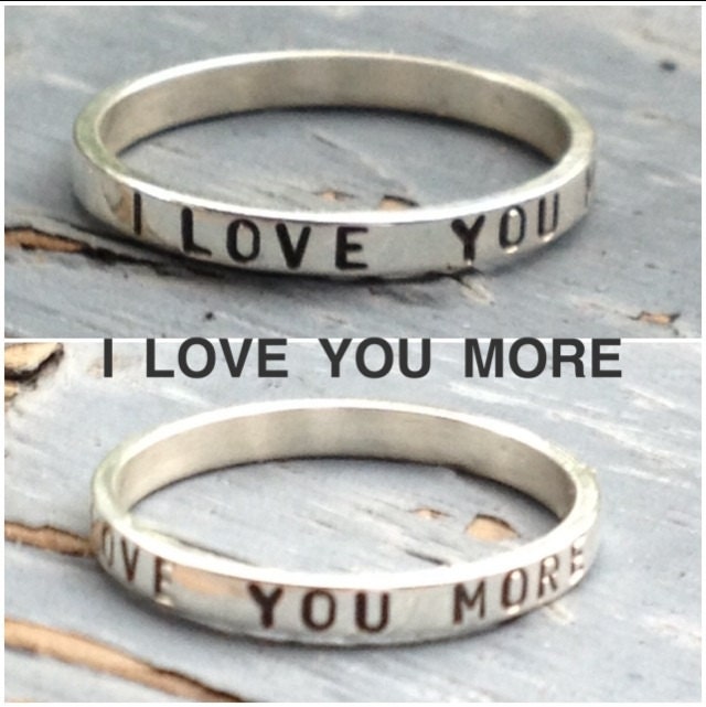 Stacking Ring I Love You More Ring Name Ring by NameJewelryDesigns