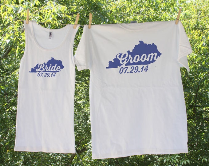 Kentucky Bride & Groom with Optional Wedding Date - two shirts - GC