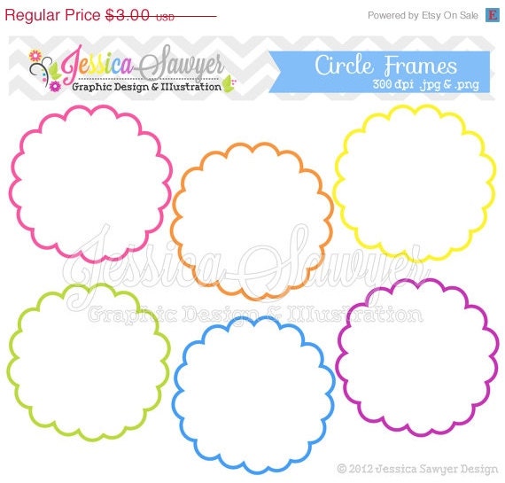 50% OFF - INSTANT DOWNLOAD, whimsical circle frames - tag clipart - printable labels - rainbow - cards - invitations - scrapbook - digital Il_570xn