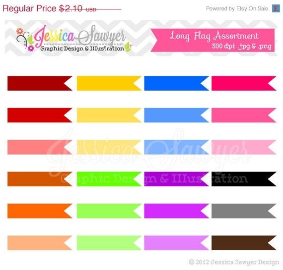 50% OFF - CLEARANCE, long digital flags - label clip art - clipart - printable straw flags - commercial use - digital scrapbooking Il_570xn
