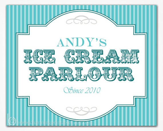 Buffet Sign - Custom Colors - PRINTABLE - Custom Candy (Popcorn, Snack, Ice Cream, Cookie...) Buffet Sign - Vintage Stripe Collection Il_570xn