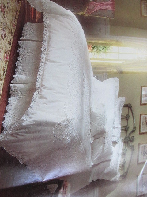 Vintage White Battenburg Lace Twin Duvet Cover Pillow Sham