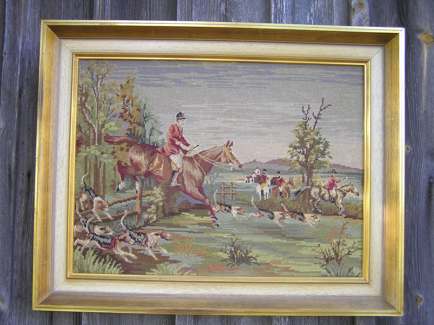 Antique gobelin Antique tapestry Antique framed wall hanging