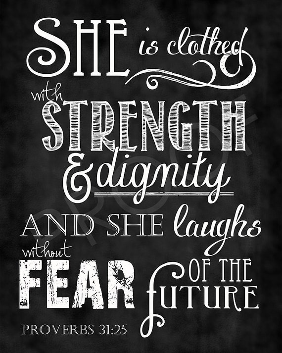 Scripture Art Proverbs 31:25 Chalkboard Style