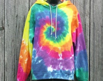 Adult Rainbow Tie Dye Hoodie, Available Sizes S M L XL 2XL 3XL, Hippie Sweatshirt, Women's Tie Dye Sweatshirt, Pullover