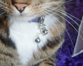 Holiday kitten pet charm; zipper pull; January garnet birthstone charm; purse accessory