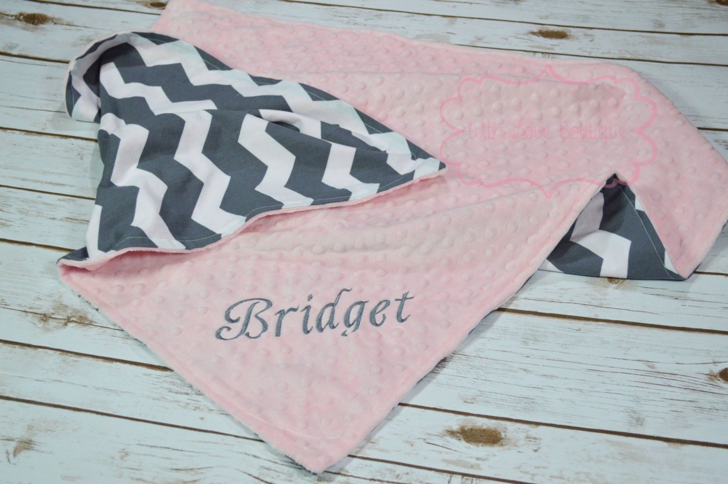 Chevron Blanket Personalized Minky Blanket Chevron Baby
