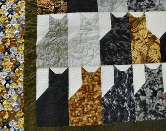 Cat lovers twin topper or sofa quilt 49x85