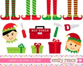 50% OFF - Elf Feet Presents Gifts Tools North Pole Cute Clip Art - Commercial Use - Scrapbooking Invitations Cards - Instant Download Il_170x135