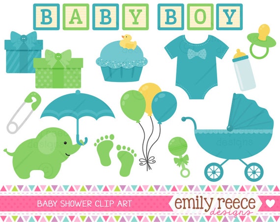 50% OFF - Boy Baby Shower Carriage Bottle Pacifier Cute Clip Art - Commercial Use - Scrapbooking Invitations Cards - Instant Download Il_570xn