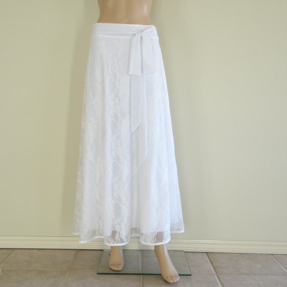 White Lace Maxi Skirt. Lace Long Skirt. Long Bridesmaid Skirt.