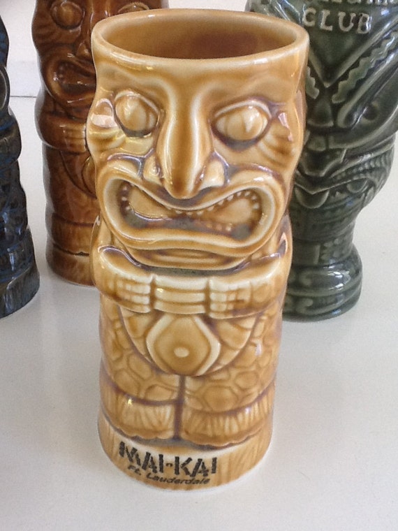 Hawaii Ceramic Tiki Mug and Shot Glasses by