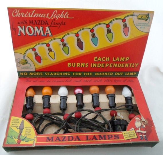 Noma Lights Christmas Lights 7 Light Strand by alsredesignvintage