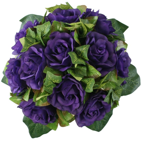 426 New bridal bouquet kl 774 Purple Silk Rose Nosegay Bridal Wedding by TheBridesBouquetcom 