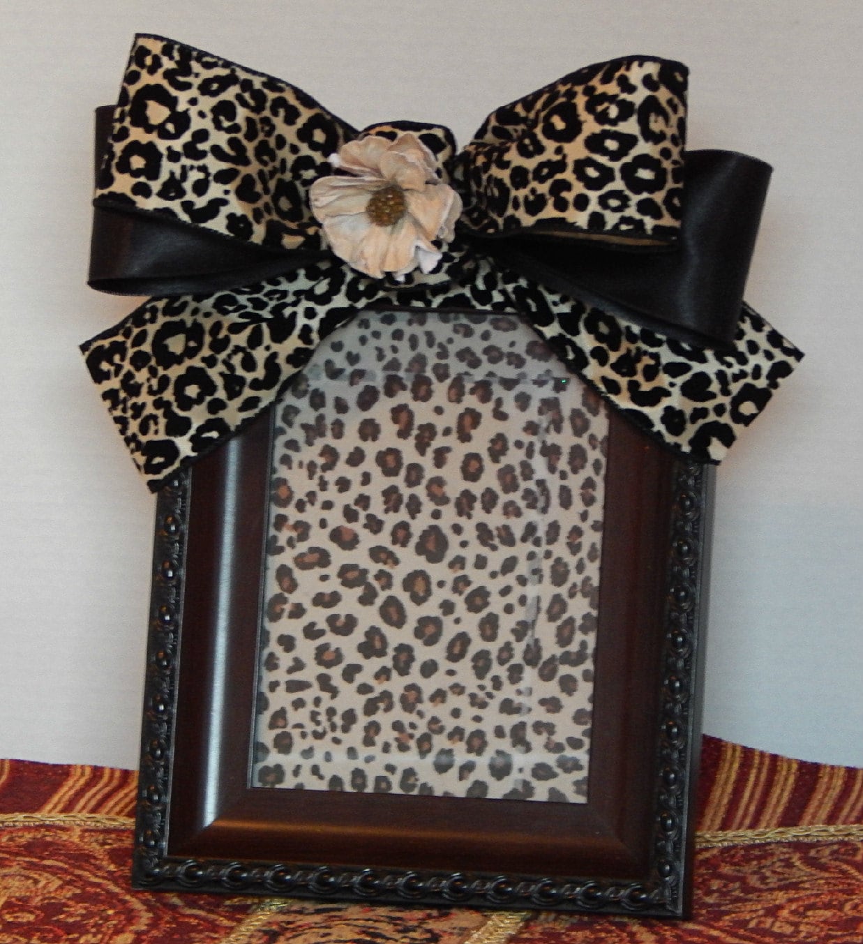 Embellished Photo Frame with Bow Leopard Print Ribbon Bow 5