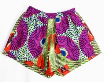 High Waist African Print Pants Shorts Bold Bright by tribalgroove