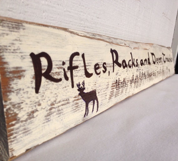 Rifles Racks and Deer Tracks that's what little by LodgeDecorNMore