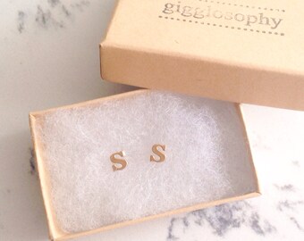initial earrings // gold or silver // letter // alphabet // personalized