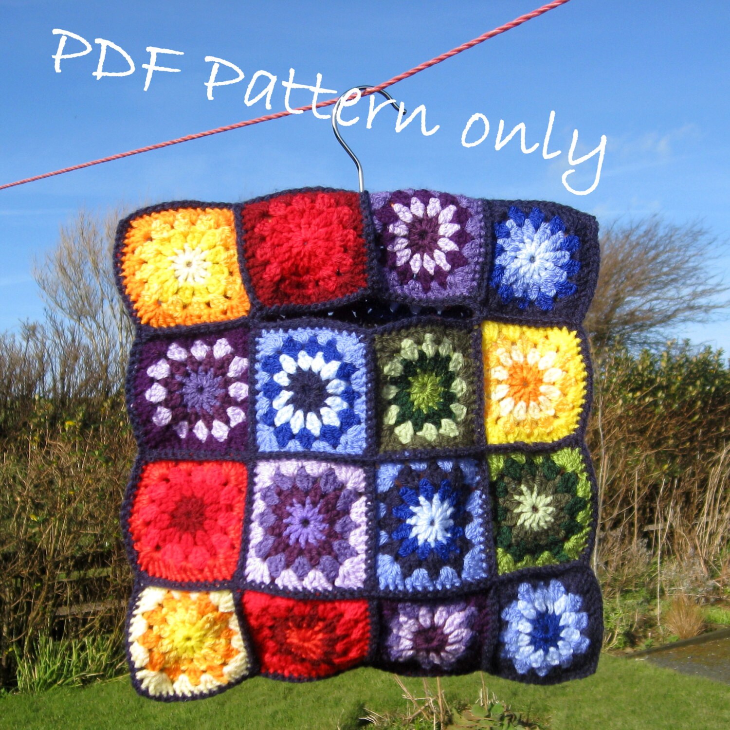 Vintage style crochet clothes peg bag. PDF instant download.