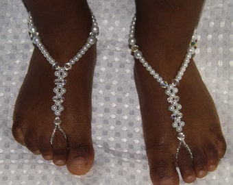 Swarovski Baby Beach Wedding Barefo ot Sandals Foot Jewelry Toddler ...