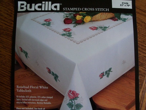 Bucilla Stamped Cross Stitch Rosebud Tablecloth By Polishhenparty