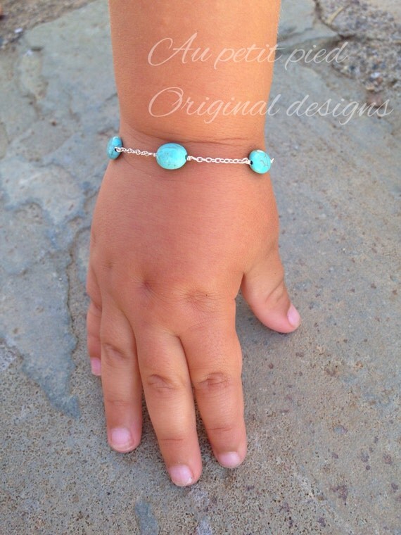 Turquoise baby bracelettoddler braceletbaby boy by Aupetitpied
