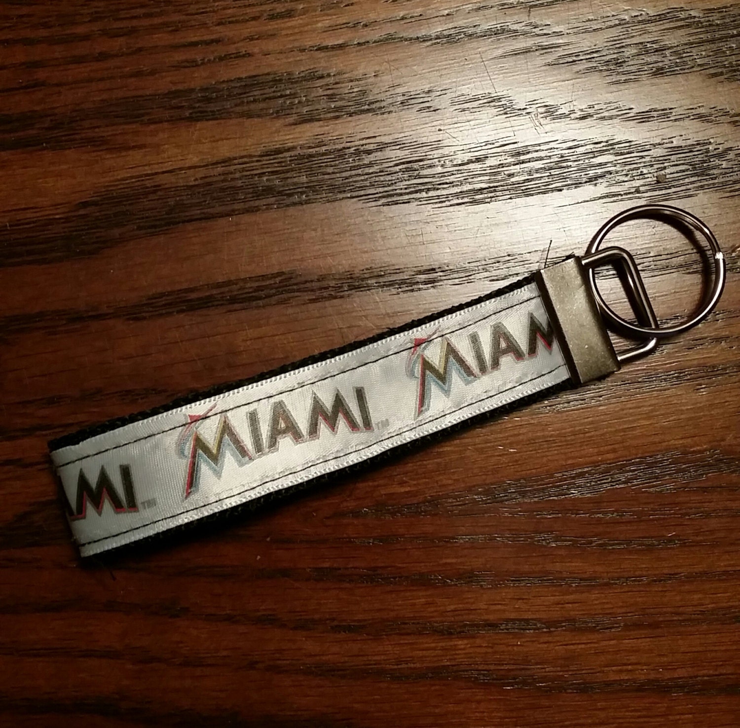 Handcrafted MLB Miami Marlins Key Chain Wristlet