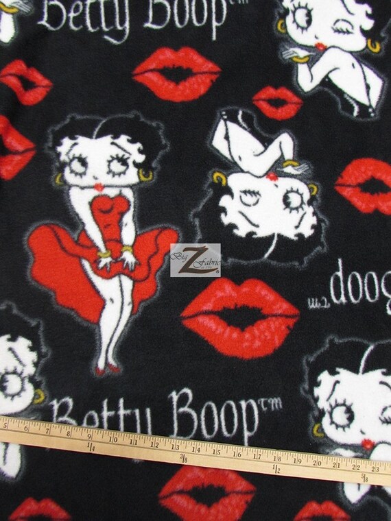 Betty Boop Print Fleece Fabric Betty Boop Kiss by BigZFabric
