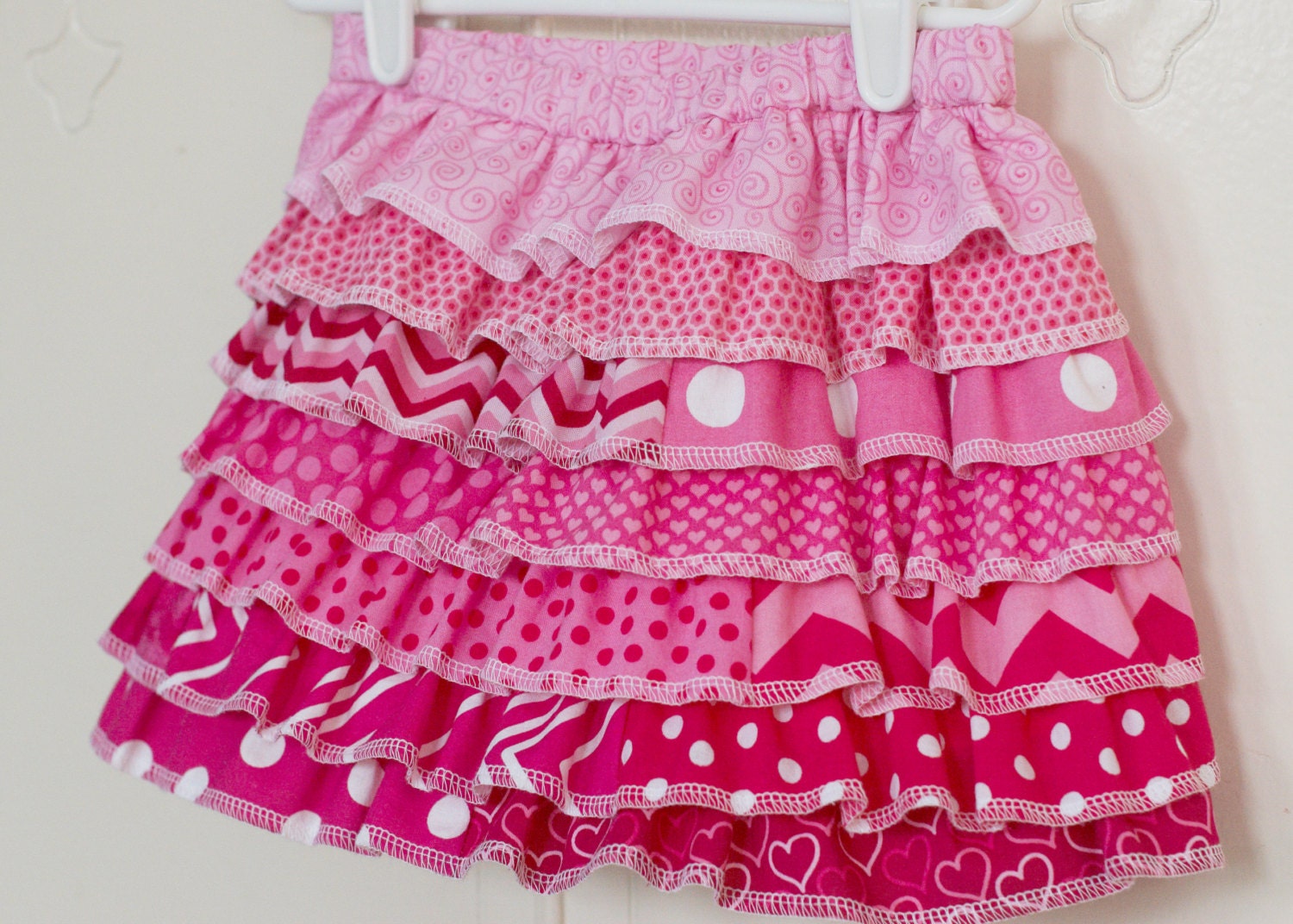 Little Girls Valentine Skirt Tiered Skirt Little Girls Ruffled