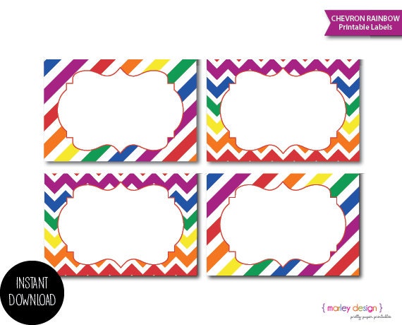 items similar to rainbow chevron printable tent cards instant download