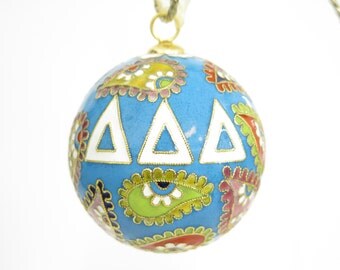 Tri Delta Psychedelic Paisley Cloisonne Ornament with 24k gold plating