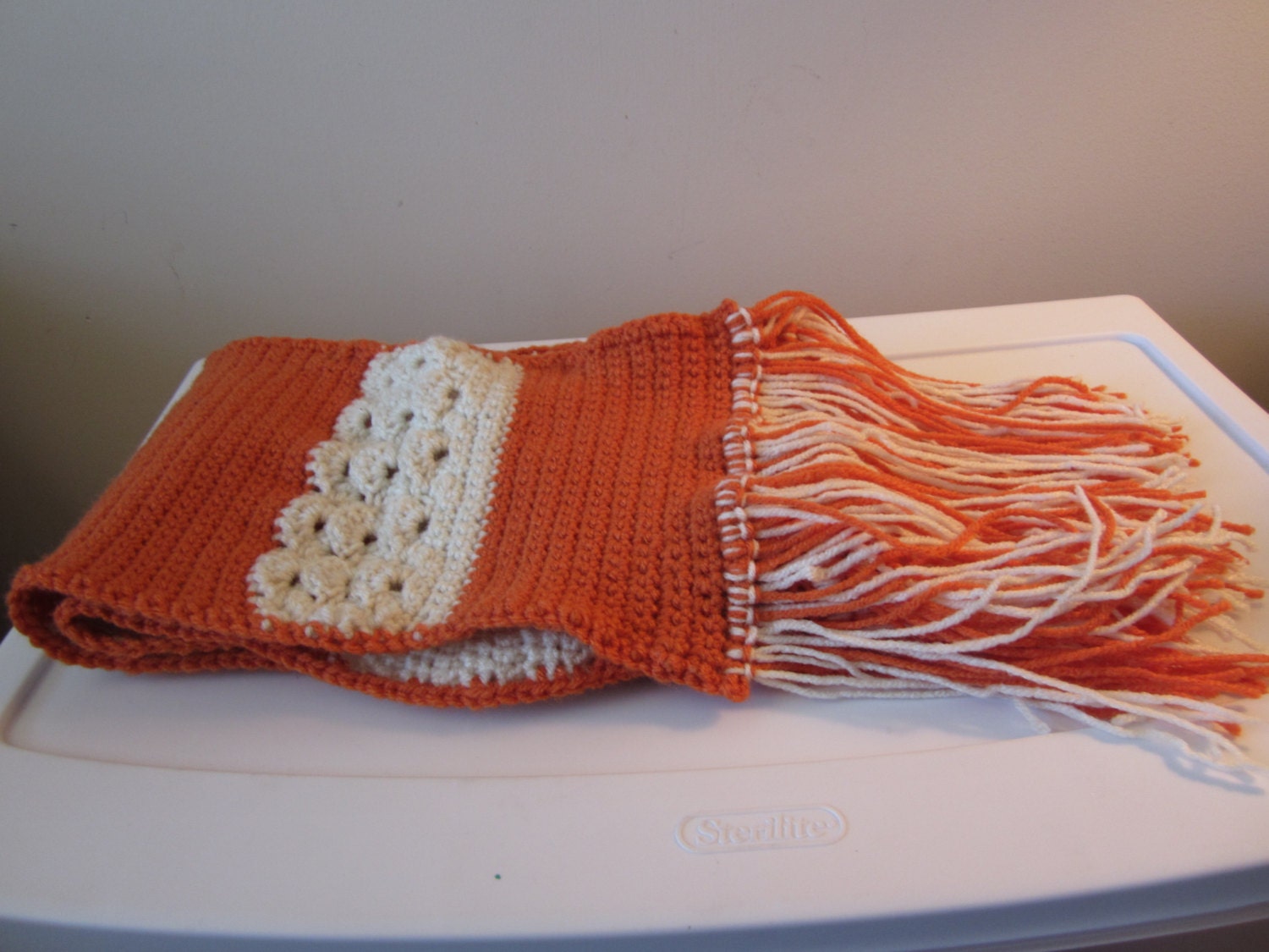 ORANGE and ARAN CROCHETED Scarf with by CREATIONSBYJEANNIE on Etsy