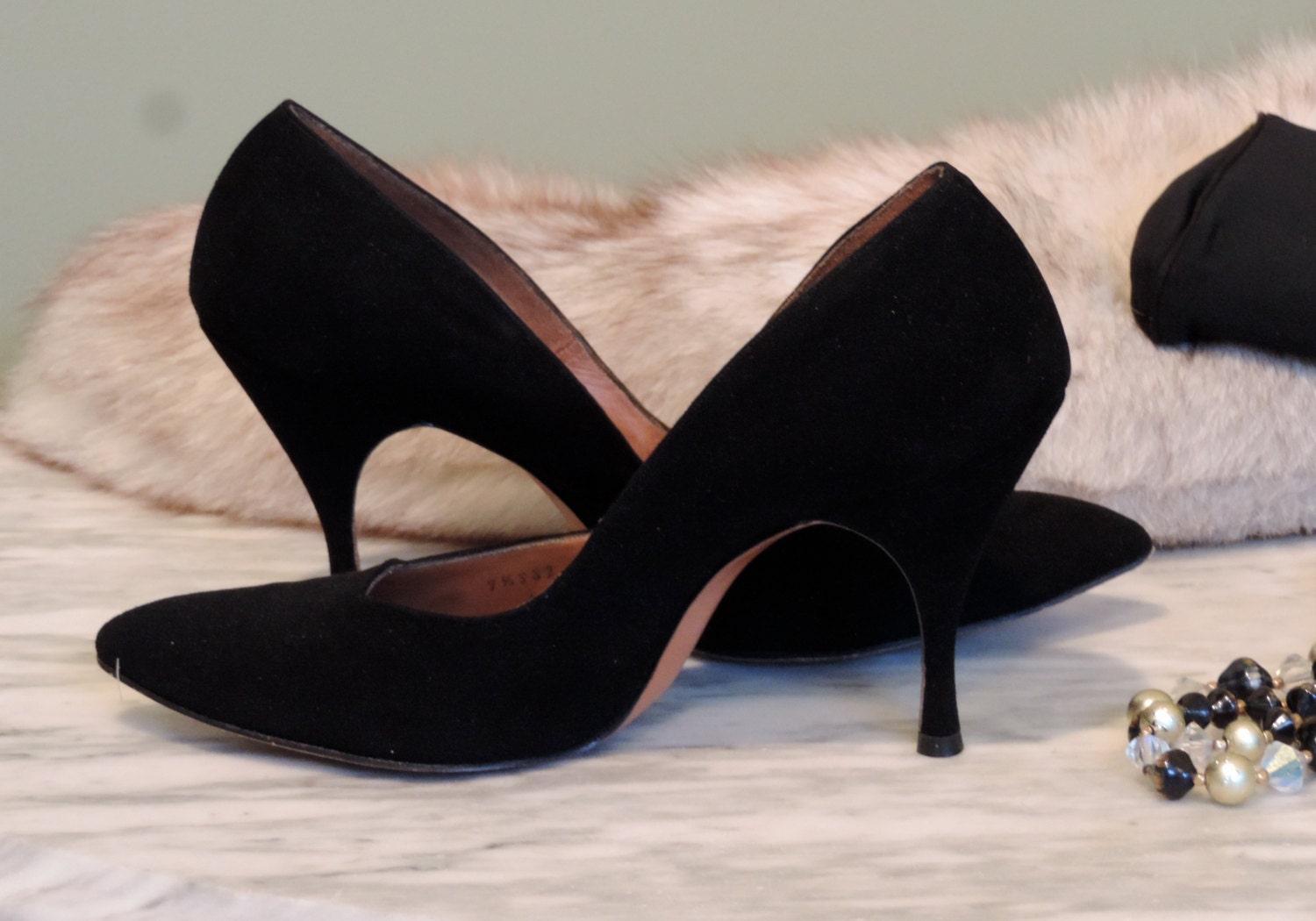 Vintage Black Suede Stilettos High Heels by CollegeTownVintage