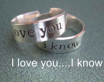 I love you I know rings for 2 rings stamped in Solid Sterling Silver not plated