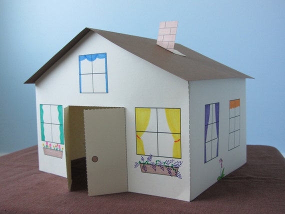 3D Paper House Craft for Kids: Instant Download Template