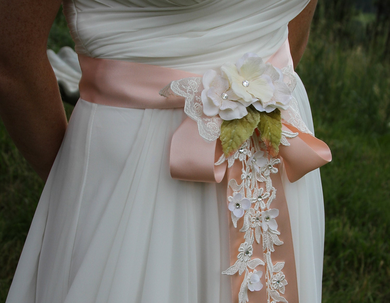 Bridal SashWedding Sash With Crystal Lace by AGoddessDivine