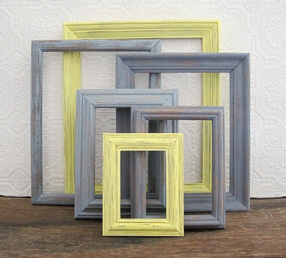 Rustic Picture Frame Set of 6 Open/Empty Gray Wall Decor