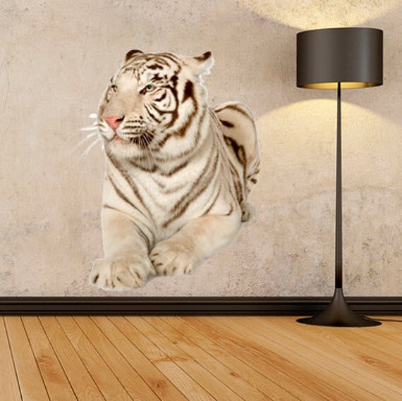 Items similar to wsd145 Large white tiger peel & stick animal wall sticker on Etsy